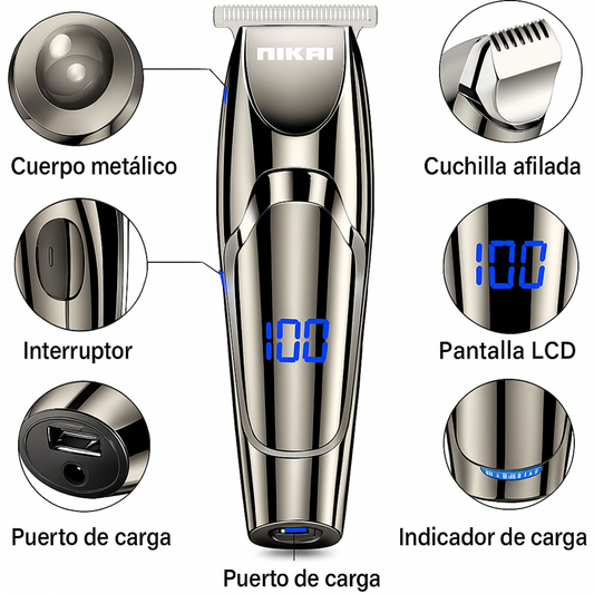 Afeitadora Barba Pelo Recargable USB, Nikai – Cortapelos Profesional Recargable ✂️