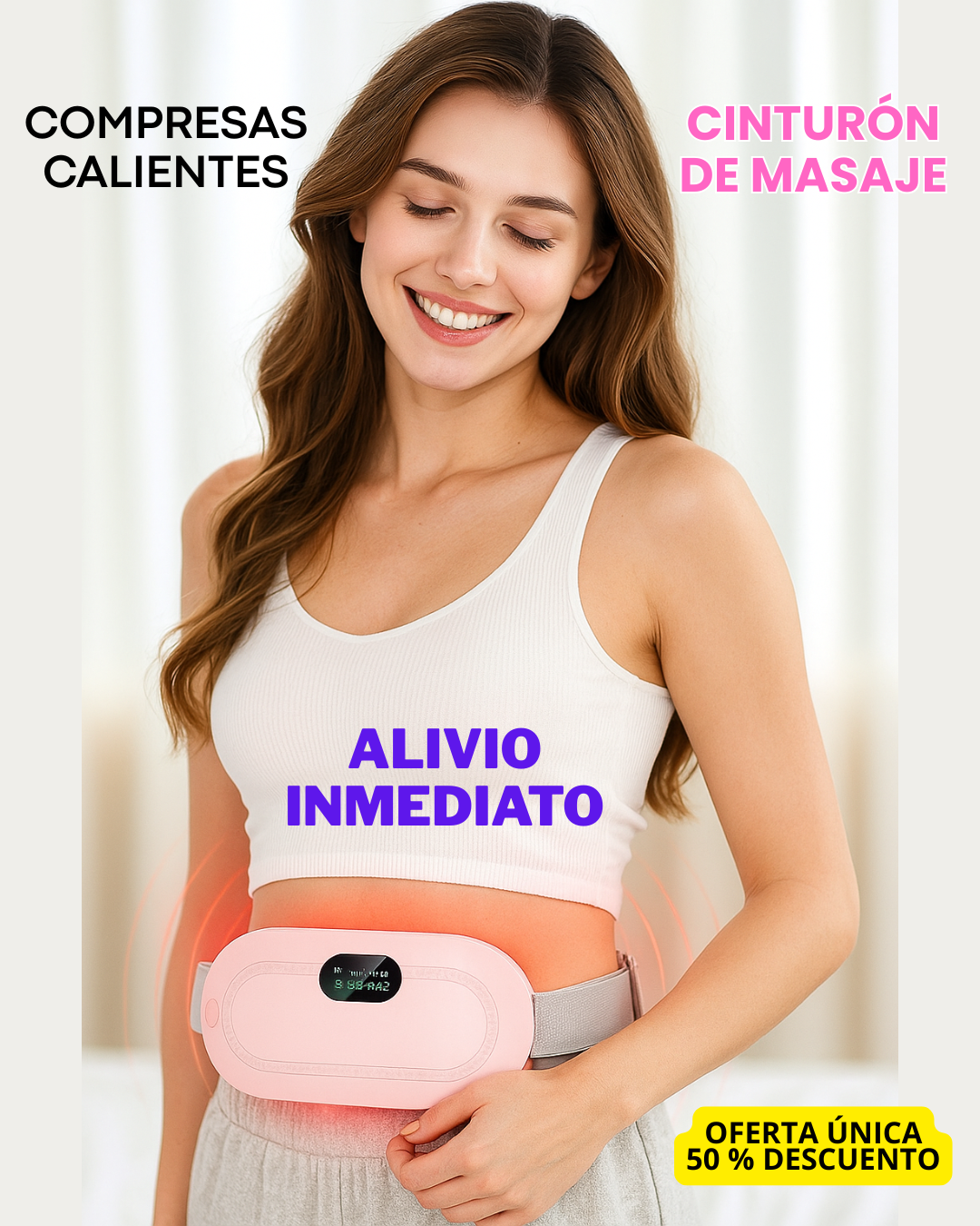 Cinturón Rosa para Dolor Menstrual 🌸 | Alivio con Calor y Comodidad