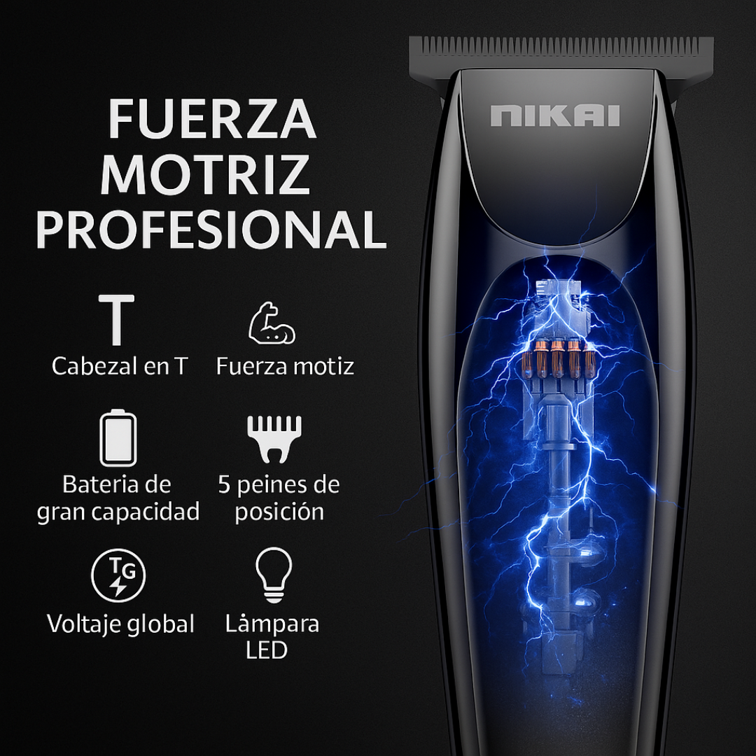 Afeitadora Barba Pelo Recargable USB, Nikai – Cortapelos Profesional Recargable ✂️